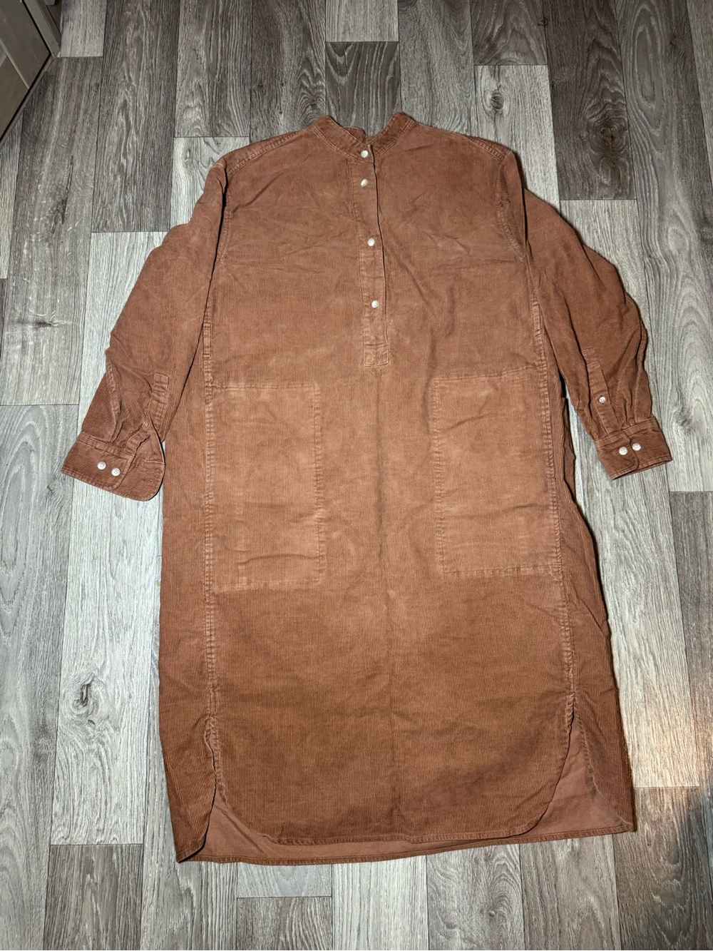 Uniqlo Corduroy Stand Collar Pocket Shirtdress Dress Xs